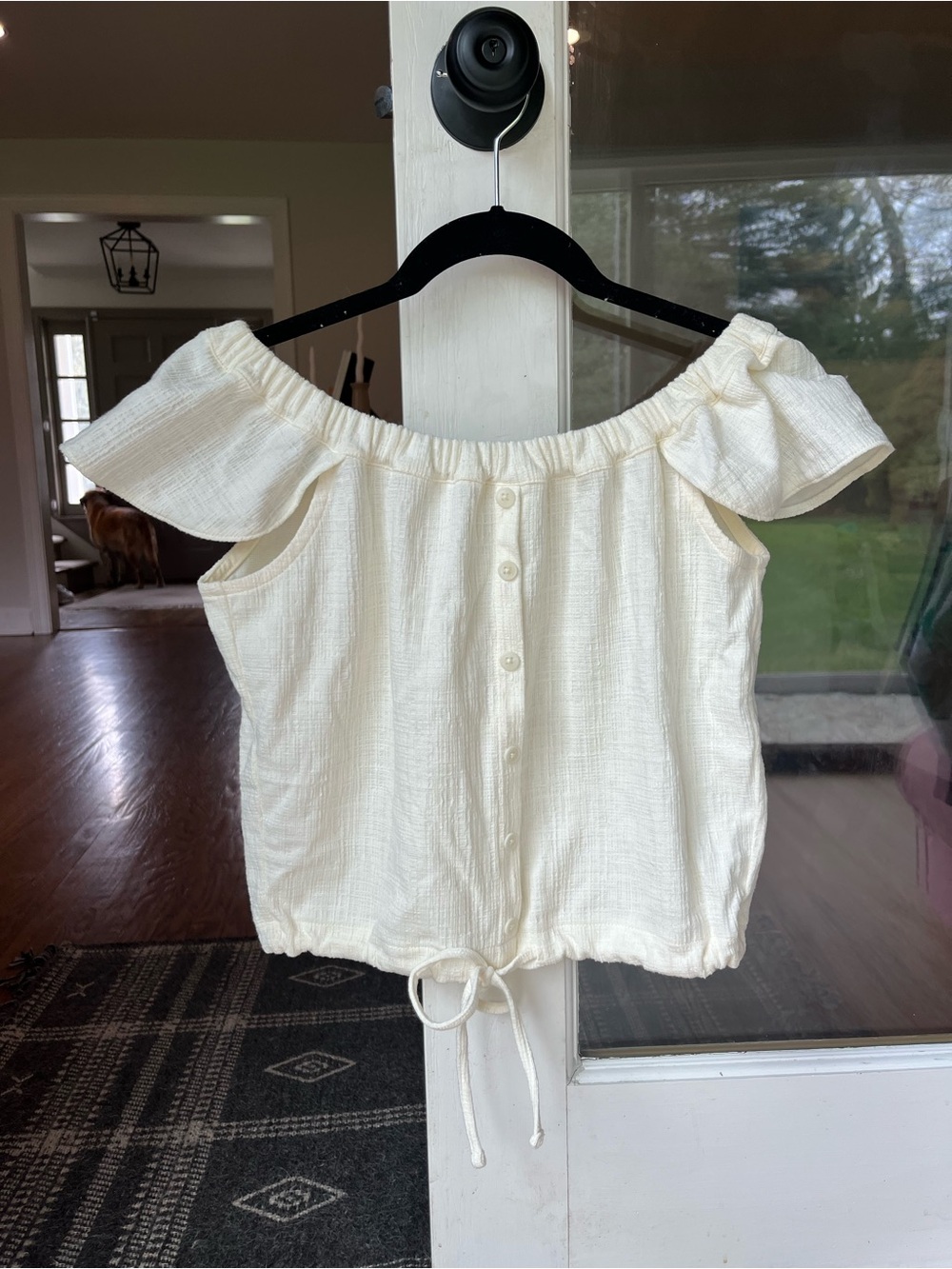 Madewell Cream Off-Shoulder Button-Front Top